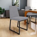 Ver imagem 3 de Kit 04 Cadeiras Para Sala De Jantar Base Aço Industrial Preto Dafne L02 Suede Cinza - Lyam Decor