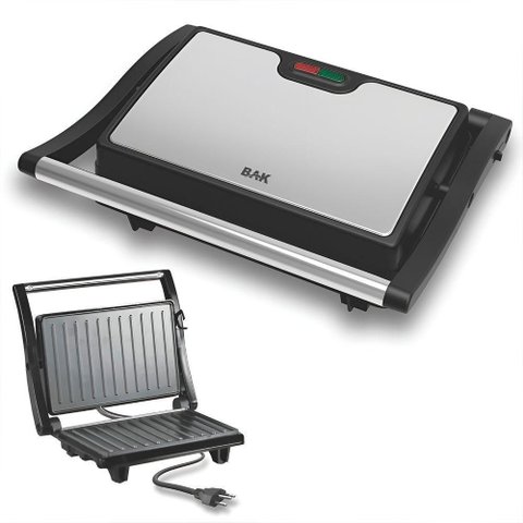 Mini Grill Elétrico de Inox Grelha Antiaderente Cozinha 220v