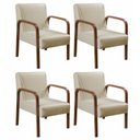 Ver imagem 1 de Kit 04 Poltronas Cadeiras Decorativas Anita Para Sala Mesa De Jantar Quarto Recepção - Corino Bege