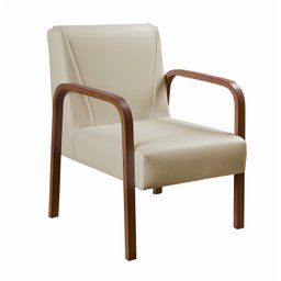 Kit 04 Poltronas Cadeiras Decorativas Anita Para Sala Mesa De Jantar Quarto Recepção - Corino Bege - 2