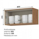 Ver imagem 3 de Armário Aéreo Henn Requinte 80cm 1 Porta Basculante Puxador em Alumínio MDP Cozinha Lavanderia