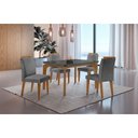 Ver imagem 1 de Conjunto Sala de Jantar Mesa Liz 120cm com Vidro Canto Copo e 4 Cadeiras Athenas Moderna