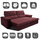 Ver imagem 3 de Sofá Retrátil e Reclinável 2,15m Molas Ensacadas Cama inBox Big Home com Bordado 3D Velusoft