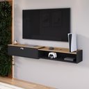 Ver imagem 1 de Rack Bancada Suspensa 1.8 Estante Home Supremo King Tv 70 Pol. 1 Porta Nicho Organizador Sala Quarto
