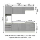 Ver imagem 4 de Armário de Cozinha Completa 260cm Branco/Cinza Lux Madesa 01