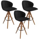 Ver imagem 1 de Kit 03 Banquetas Alta Bar Cozinha Sala de Jantar Bar Mia L02 Linho Chumbo - Lyam Decor