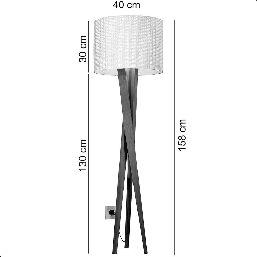 Luminária de Chão Paris com Pés de Madeira e Tela Teca Marrom 158cm - 6