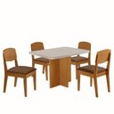 Ver imagem 2 de Conjunto Sala de Jantar Mesa Moscou Tampo MDF 120cm Canto Copo com Vidro e 4 Cadeira Cleo Yescasa