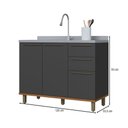 Ver imagem 3 de Balcão de Cozinha para Pia 120cm Munique 2 Portas 3 Gavetas Chumbo - Indekes