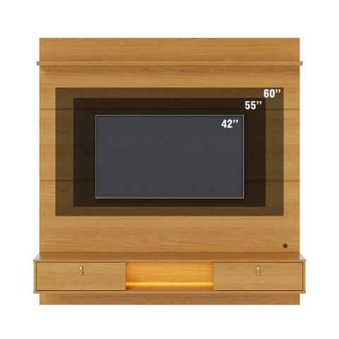Painel Home Suspenso Bali com Nicho e Led para Tv até 60 Polegadas Naturale Colibri