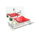 Ver imagem 2 de Kit Cuba de Vidro + Tampo + Suporte - Gabinete P/ Banheiros:vermelho
