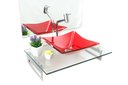 Ver imagem 2 de Kit Cuba de Vidro + Tampo + Suporte - Gabinete P/ Banheiros:vermelho