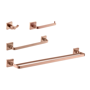 Kit De Acessório Quadrado Em Latão Rose Gold Fosco Para Banheiro 4 Peças HB-AK001RF Harmony Kit De A