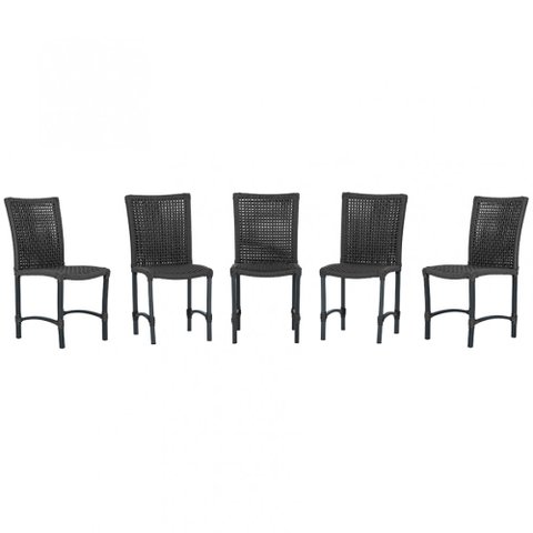 5 Cadeiras Corda Náutica Cannes em Alumínio com Pintura Eletrostática para Cozinha Jantar Edícula
