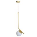 Ver imagem 1 de Luminária Pendente Stick Light Dourado Globo Vidro Leitoso 10Cm