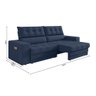 Sofá Oscar Plus 2,30m Retrátil/reclinável Suede Azul - Xflex - 4
