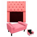 Ver imagem 1 de Kit Cabeceira Mirage + Calçadeira Baú Felix Solteiro 120cm Suede - Ecotec Decor:Rosa