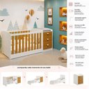 Ver imagem 7 de Berço Multifuncional 4 em 1 com Cômoda Vira Mini Cama MDF 185cm Atlanta Branco/Savana Reller
