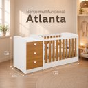 Ver imagem 3 de Berço Multifuncional 4 em 1 com Cômoda Vira Mini Cama MDF 185cm Atlanta Branco/Savana Reller