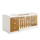 Ver imagem 2 de Berço Multifuncional 4 em 1 com Cômoda Vira Mini Cama MDF 185cm Atlanta Branco/Savana Reller