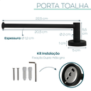 Ver imagem 4 de Suporte Porta Toalha Reto Toalheiro Preto Fosco Inox Porta Toalha de Rosto Acessório Parede Banheiro