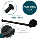 Ver imagem 3 de Suporte Porta Toalha Reto Toalheiro Preto Fosco Inox Porta Toalha de Rosto Acessório Parede Banheiro