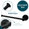 Suporte Porta Toalha Reto Toalheiro Preto Fosco Inox Porta Toalha de Rosto Acessório Parede Banheiro - 3
