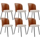 Ver imagem 1 de Kit 6 Cadeiras Sala de Jantar Estofada Gavi L02 Couríssimo Camel Linho Cru