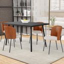 Ver imagem 6 de Kit 6 Cadeiras Sala de Jantar Estofada Gavi L02 Couríssimo Camel Linho Cru