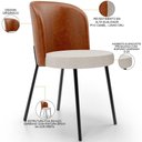 Ver imagem 7 de Kit 6 Cadeiras Sala de Jantar Estofada Gavi L02 Couríssimo Camel Linho Cru