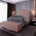 Ver imagem 2 de Cabeceira Cama Box Casal Queen 160cm Com Calçadeira Baú Imperial J02 Suede Rosê - Mpozenato