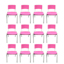 Ver imagem 2 de Kit 12 Cadeira Iso Infantil Rosa Escolar e Creche