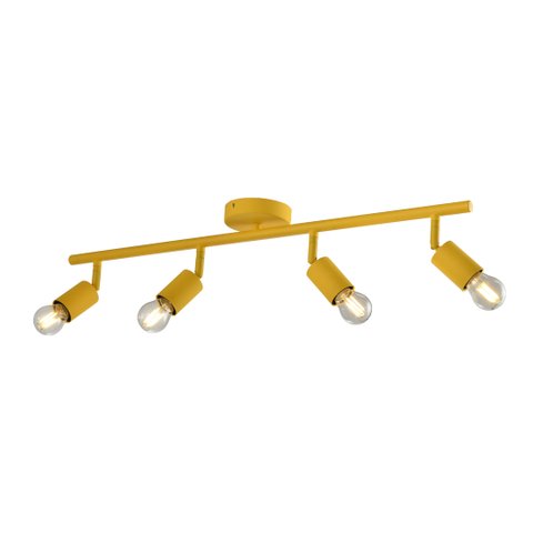 Trilho para 4 Spots Led E27 Direcionavel Eletrificado Amarelo Bivolt