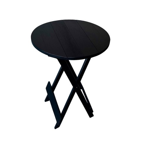 Mesa Bistrô Redonda de Madeira Eucalipto Dobrável e Reforçada: Preto