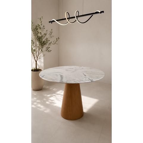 Mesa Redonda Cone 90cm Mármore Espírito Santo