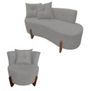 Ver imagem 1 de Kit Namoradeira + Poltrona Decorativa Luna Bouclé Cinza Claro