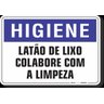 PLACA HIGIENE LATÃO DE LIXO COLABORE COM A LIMPEZA - 1