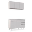 Ver imagem 1 de Kit Armário Aéreo e Balcão de Cozinha Lavanderia Dora sem Tampo 120 cm - D’Rossi Branco