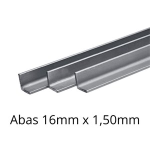 Cantoneira Inox - 16mm X 16mm X 1,50mm - Escovado - 2 Metros