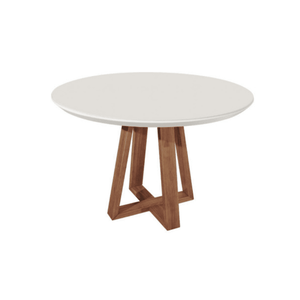 Mesa de Jantar Provincia Bennet Redonda C/ Vidro - Natural/ Off White