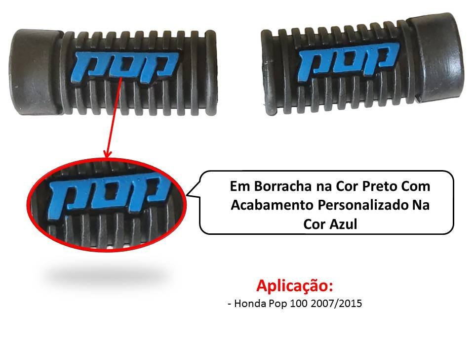 Borracha Estribo Dianteiro Honda Pop 100 até 2015 Par Azul - 3