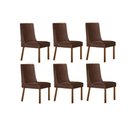 Ver imagem 1 de Cadeira Sala de Jantar Dakota Kit 6 Un Naturalle/suede Marrom - Rufato