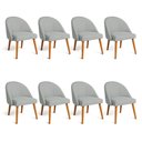 Ver imagem 1 de Kit 08 Cadeiras Poltrona de Jantar Luna Suede Pés Palito Castanho - Pallazio