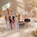 Ver imagem 1 de Porta Maquiagem Acrilico com 14 Divisorias Organizador Transparente para Cosmeticos Joias Bijuterias