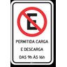 PLACA PERMITIDA CARGA E DESCARGA - 1