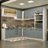 Armário de Cozinha Completa de Canto 459cm Branco Cinza Agata Madesa 01 - 2