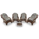 Ver imagem 1 de Conjunto de Poltronas Fibra Sintética Lisboa - 4 Poltronas + 1 Mesa Centro - Tecido Corda Náutica