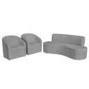 Ver imagem 1 de Kit Sofá Curvo Amsterdã 160cm e 2 Poltronas Luiza Max Bouclé Cinza
