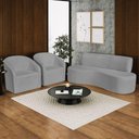 Ver imagem 2 de Kit Sofá Curvo Amsterdã 160cm e 2 Poltronas Luiza Max Bouclé Cinza