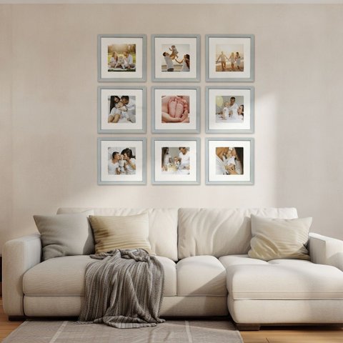 Kit Quadro Porta Retrato 32X32 - Foto 20X20 - Paspatur Branco:Moldura Branca/Kit com 6 Unidades